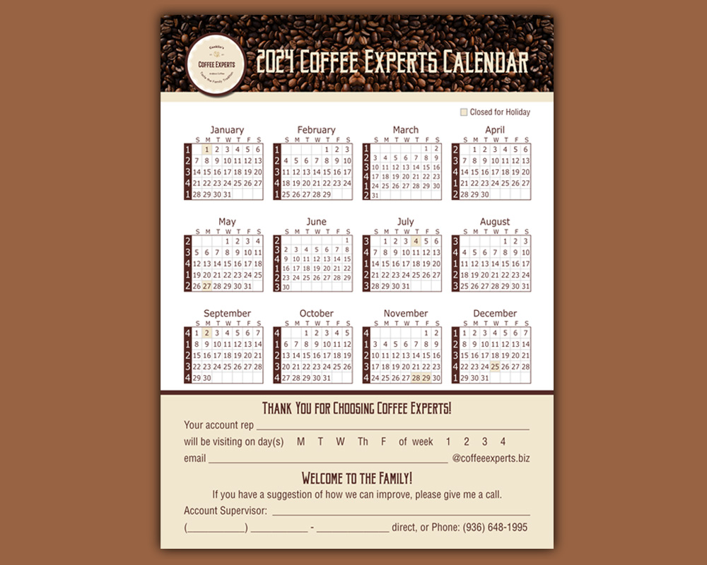 coffee experts calendar